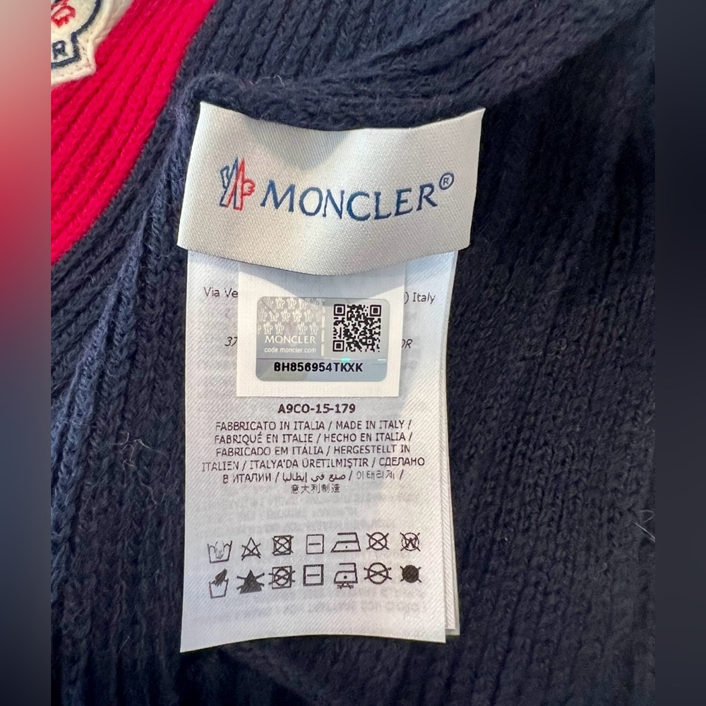 Moncler NWT Tri Color Scarf Unisex Virgin Wool Fringe - Picture 5 of 6